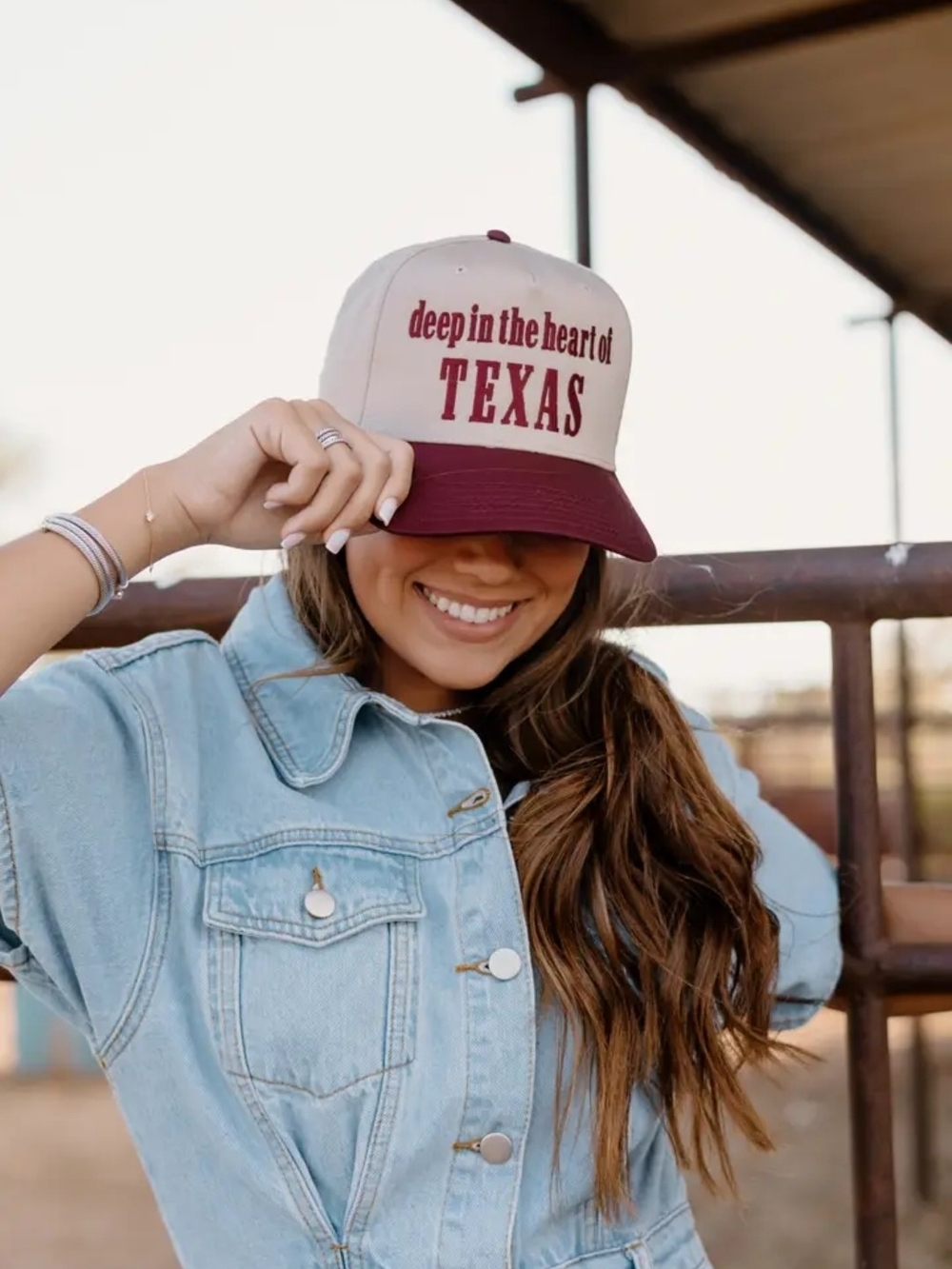 Deep in the Heart of Texas Maroon & Cream Trucker Hat
